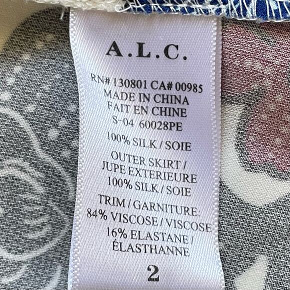 A.L.C. White Silk Harvey African Floral Print Mini Dress Size 2 - Picture 7 of 7